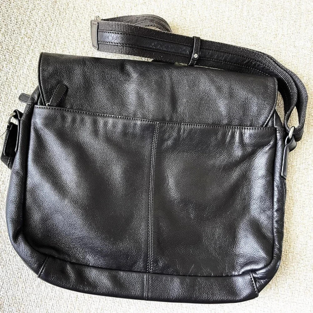 NEXAGONA laptop bag Black leather computer bag Laptop case shoulder bag